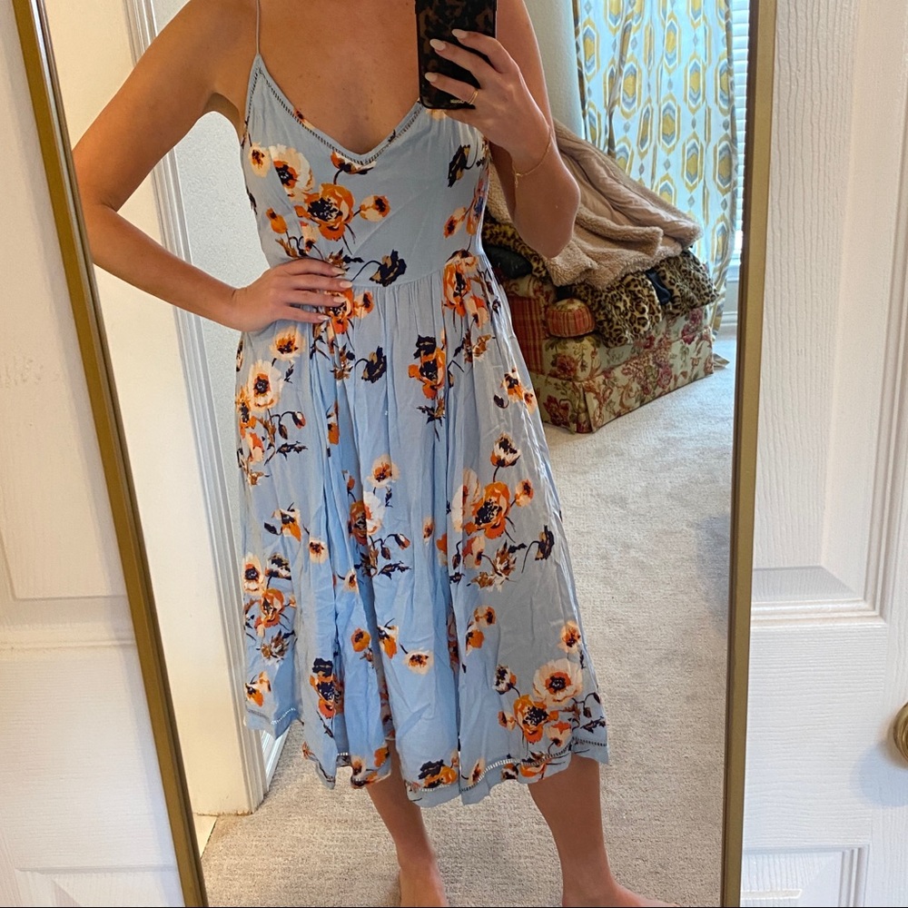 Blue floral midi
